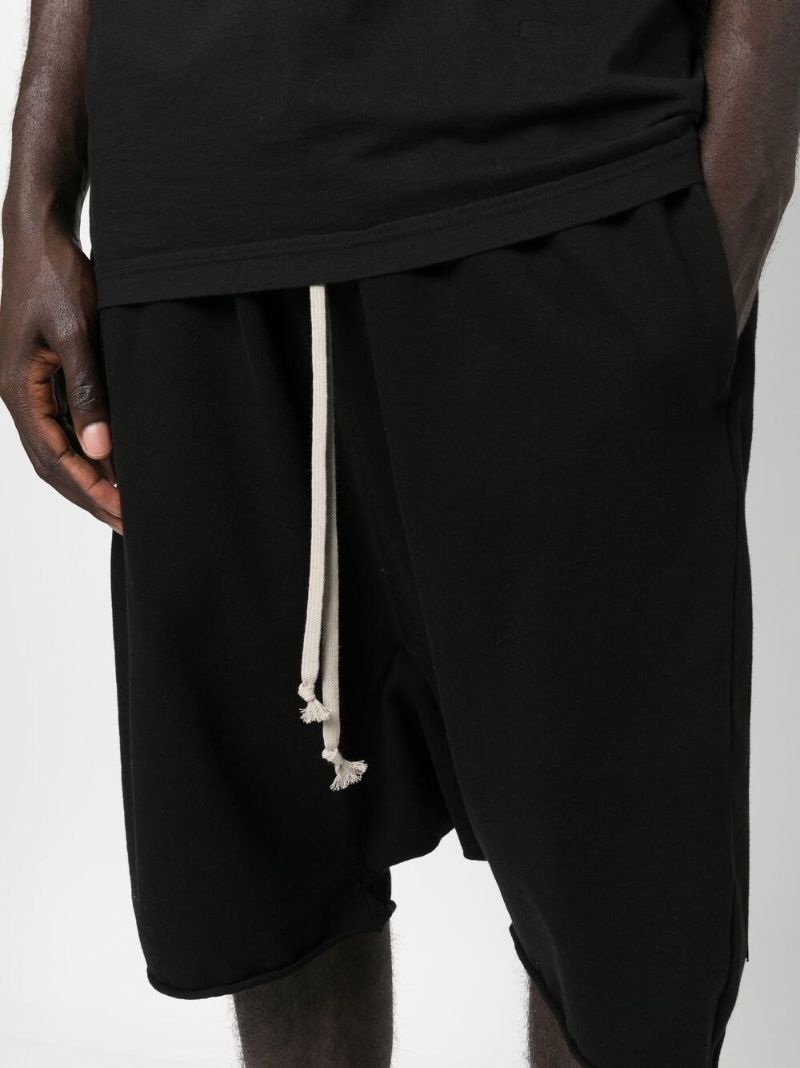 Black Drop-crotch Cotton Shorts