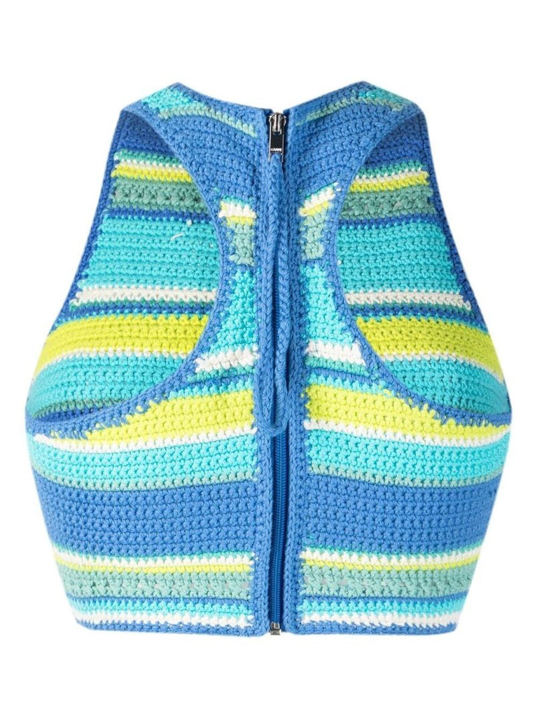Blue Crochet Racerback Bikini Top