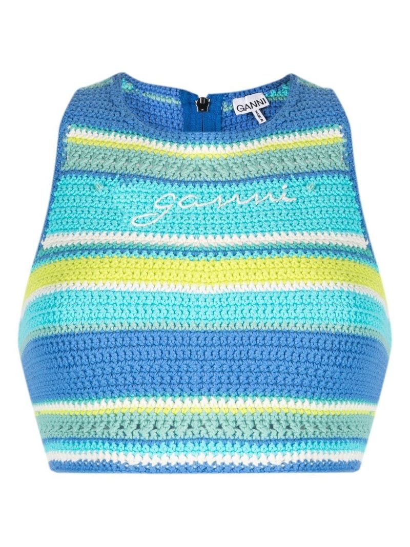 Blue Crochet Racerback Bikini Top