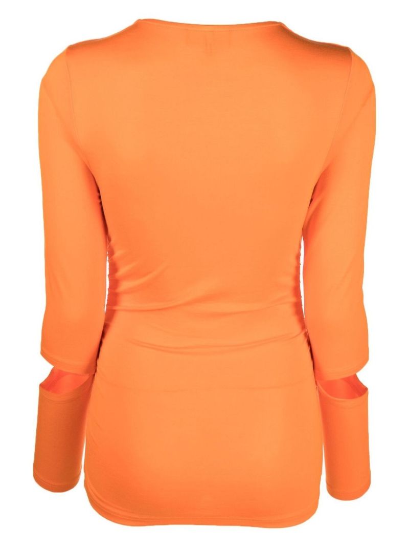 Orange Cut Out Long Sleeved Top