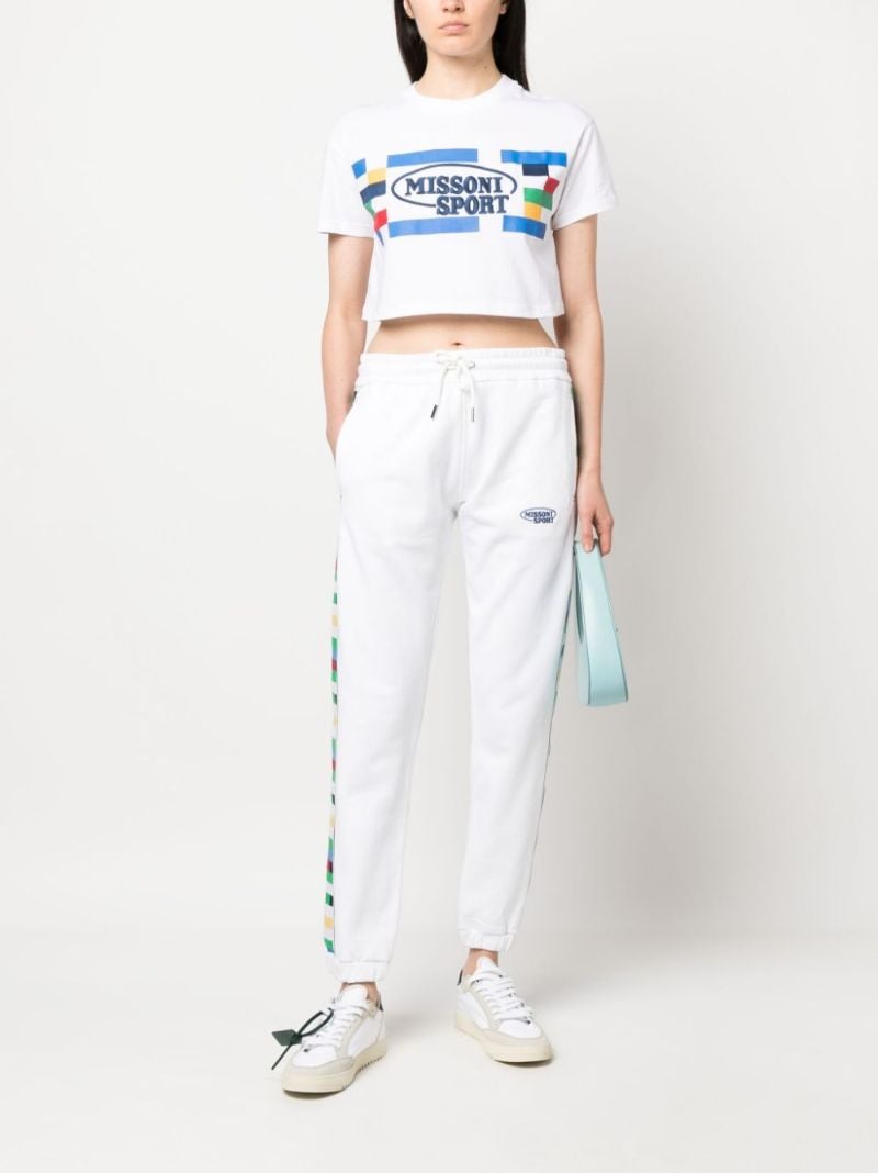 White Logo Embroidered Cropped T-shirt