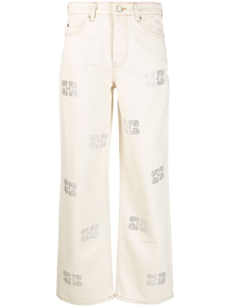 Neutral Sparkle Izey Embellished Straight-leg Jeans