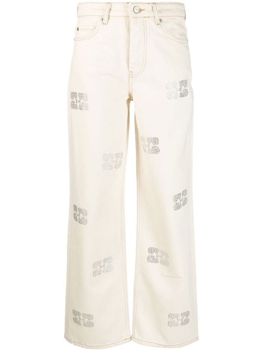 Neutral Sparkle Izey Embellished Straight-leg Jeans