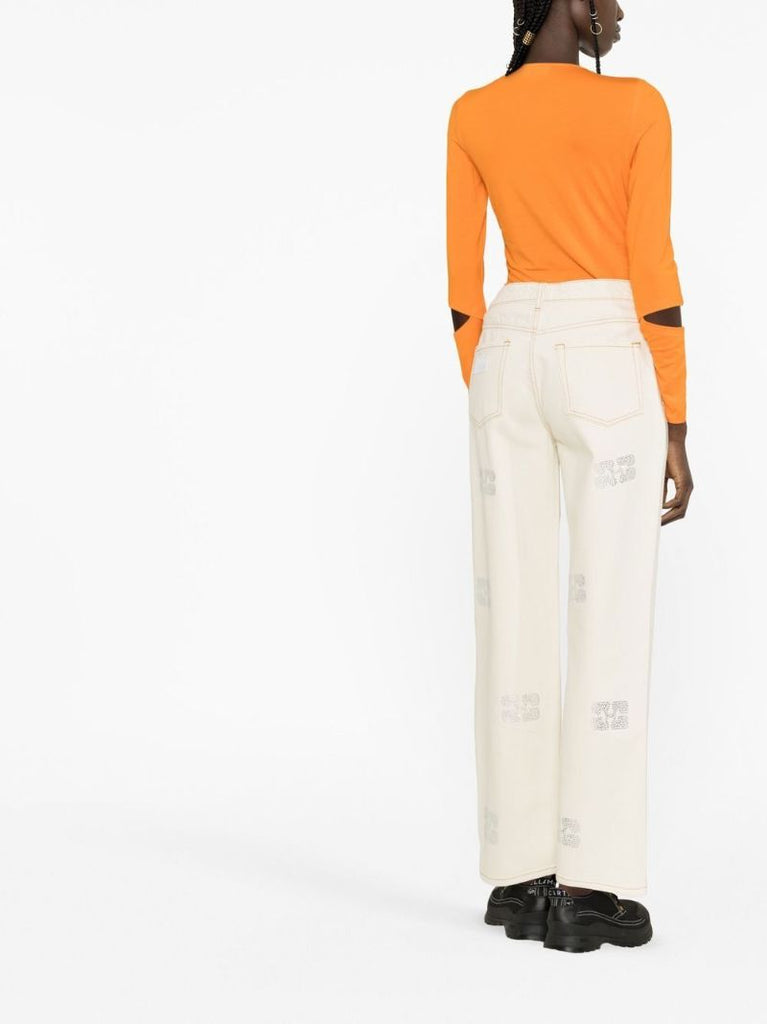 Neutral Sparkle Izey Embellished Straight-leg Jeans