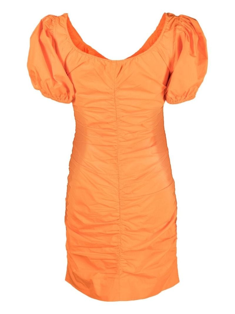 Orange Ruched Organic Cotton Mini Dress