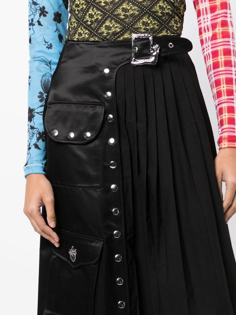 Black Organic Cotton Pleated Skirt
