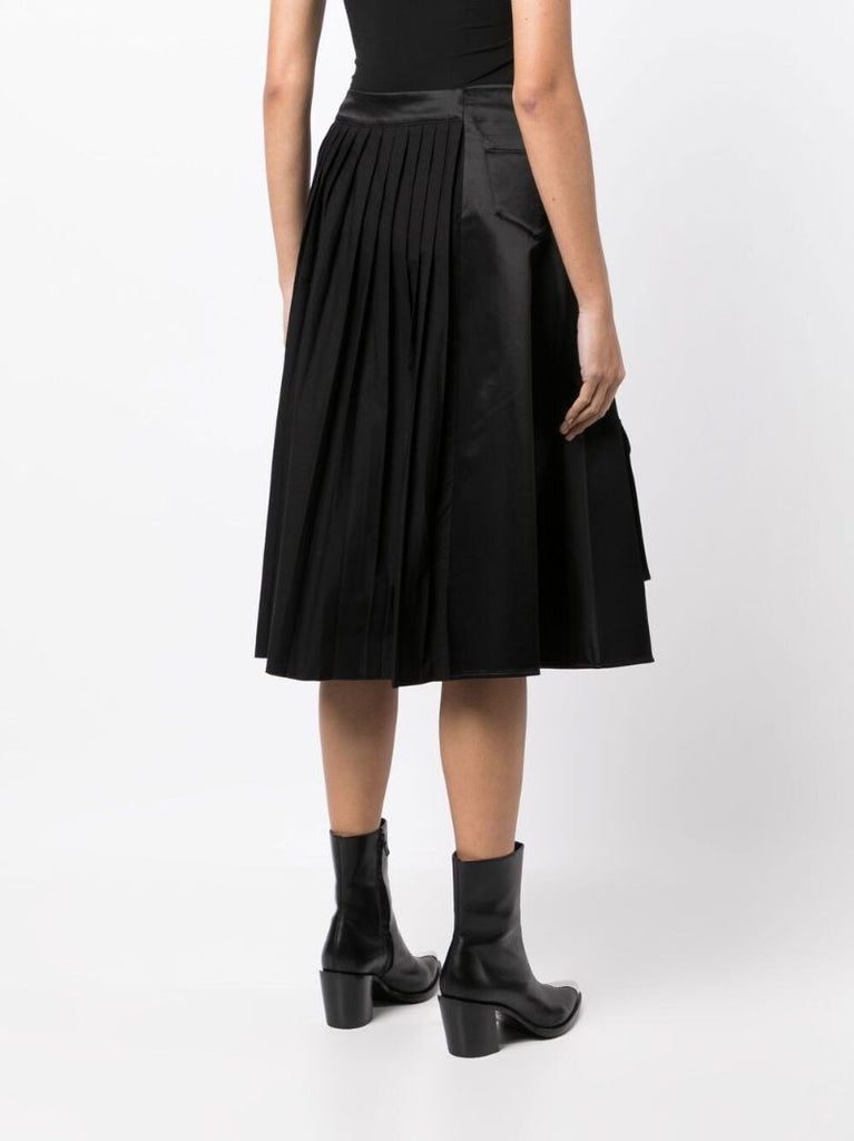 Black Organic Cotton Pleated Skirt