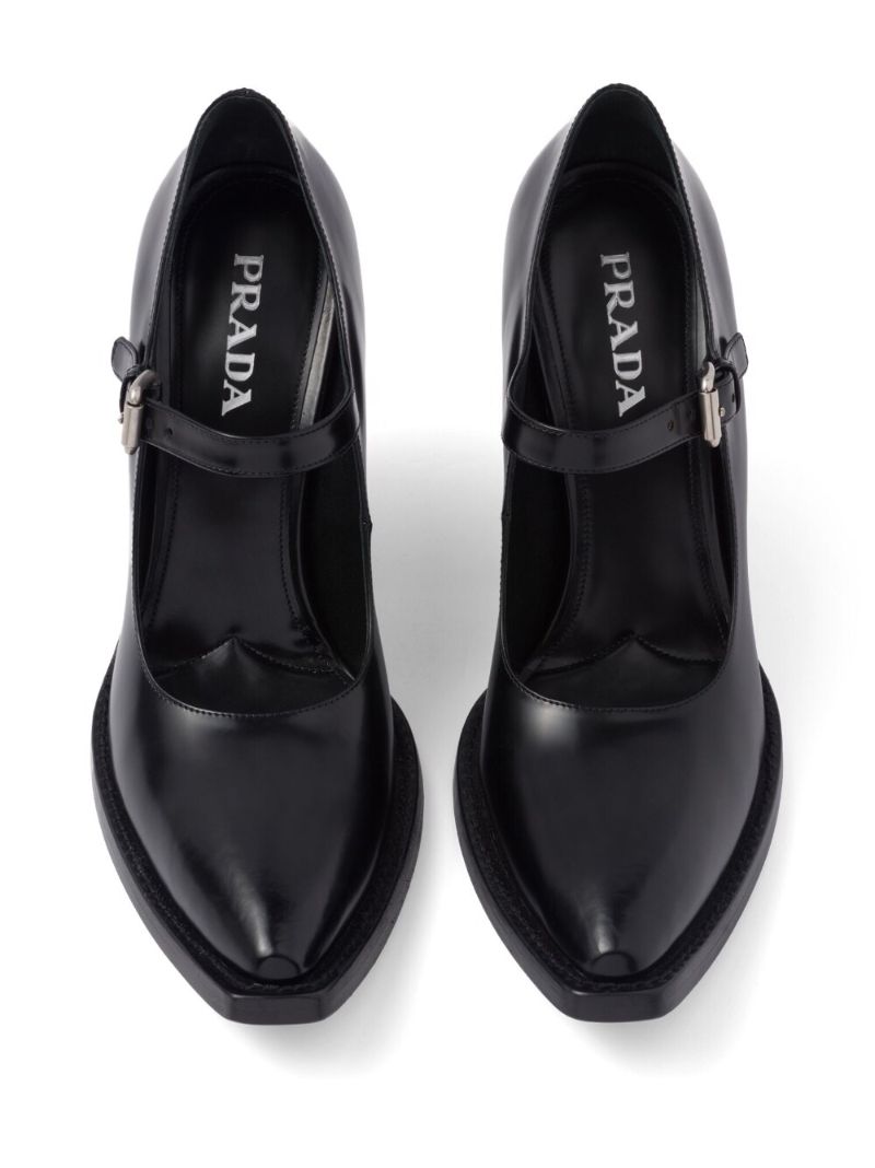 Black 90 Leather Mary Jane Pumps