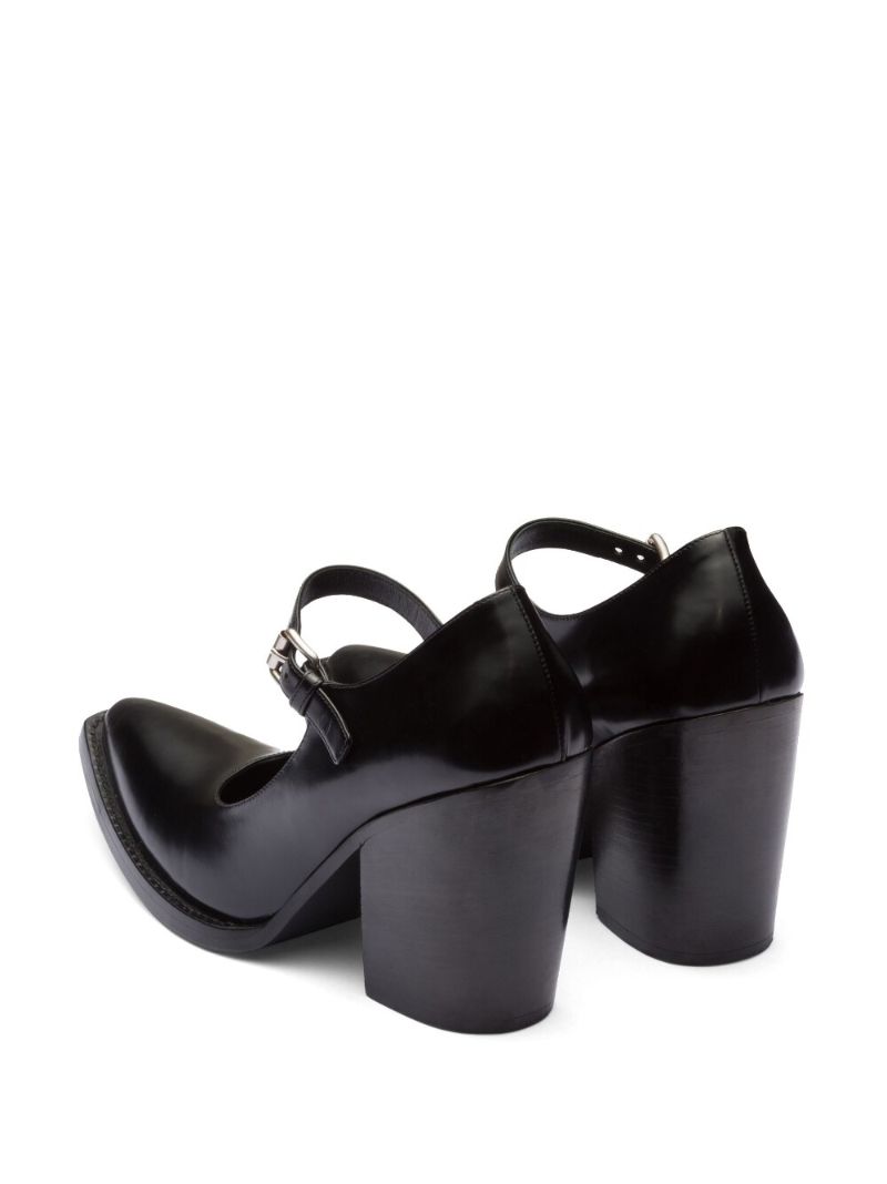 Black 90 Leather Mary Jane Pumps