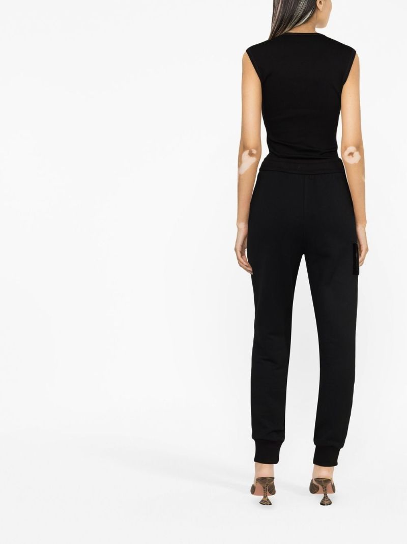 Black Embroidered Logo Cotton Track Pants
