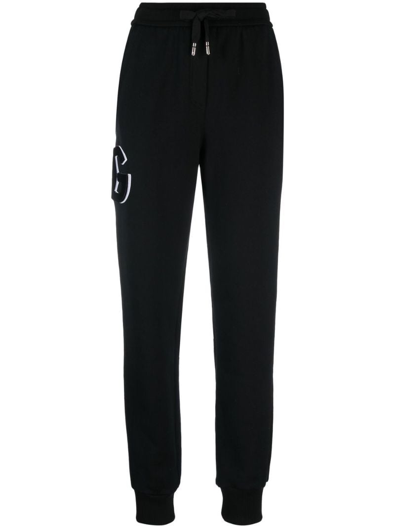 Black Embroidered Logo Cotton Track Pants