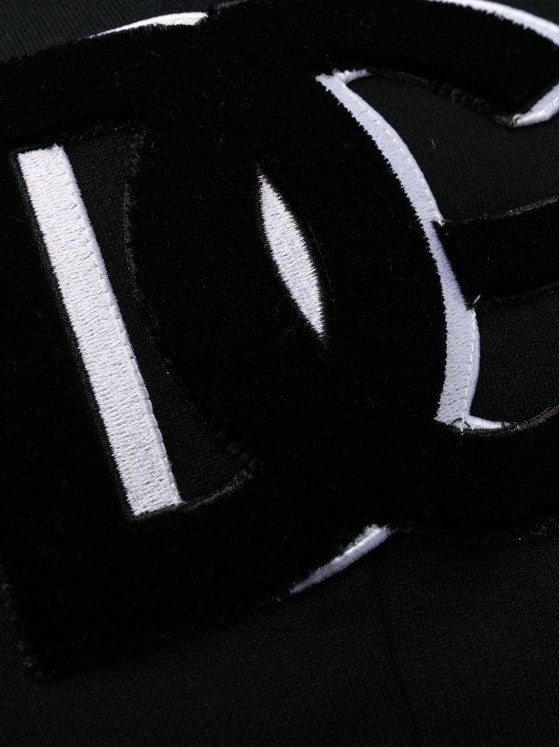 Black Embroidered Logo Cotton Track Pants