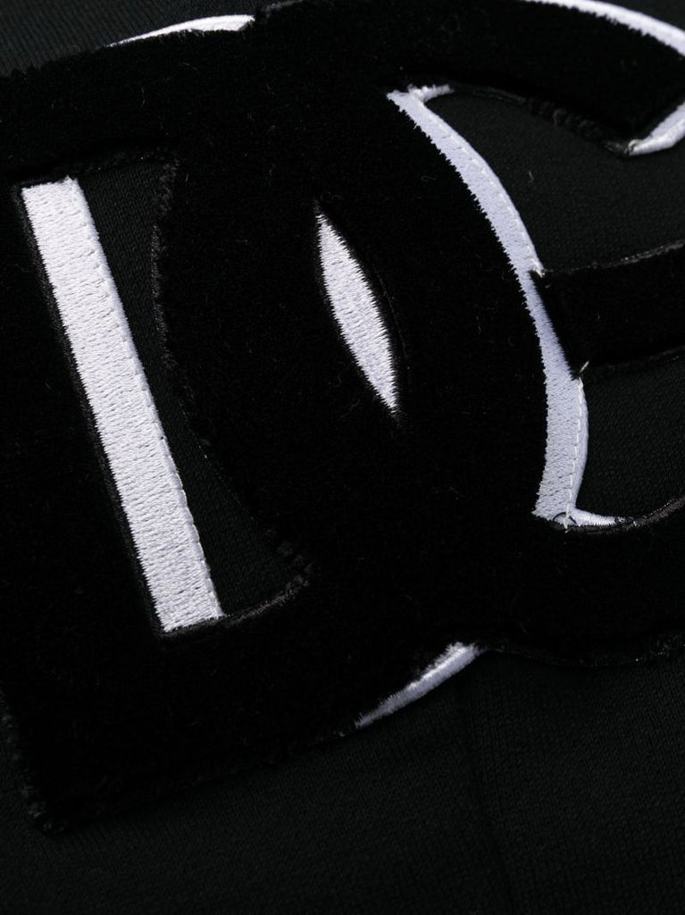 Black Embroidered Logo Cotton Track Pants