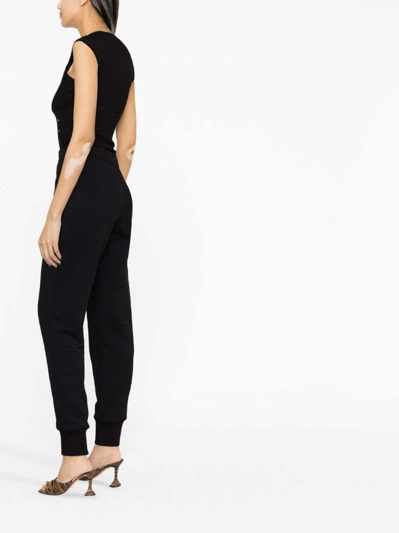 Black Embroidered Logo Cotton Track Pants