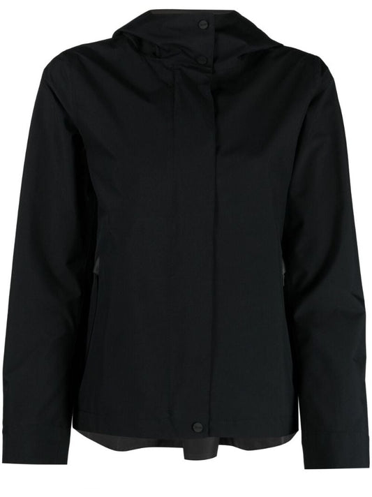 Black Laminar Hooded Cape Jacket