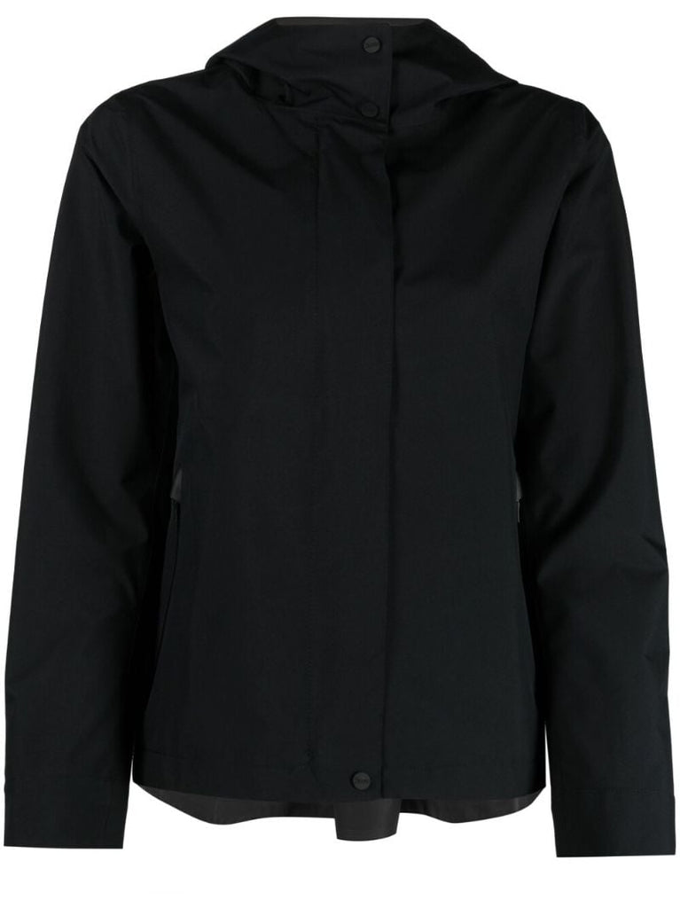 Black Laminar Hooded Cape Jacket
