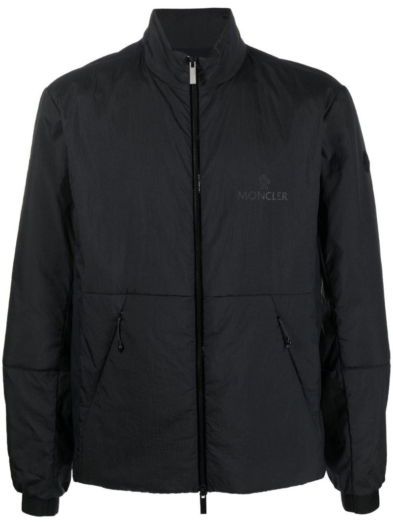Black Logo Print Bomber Jacket