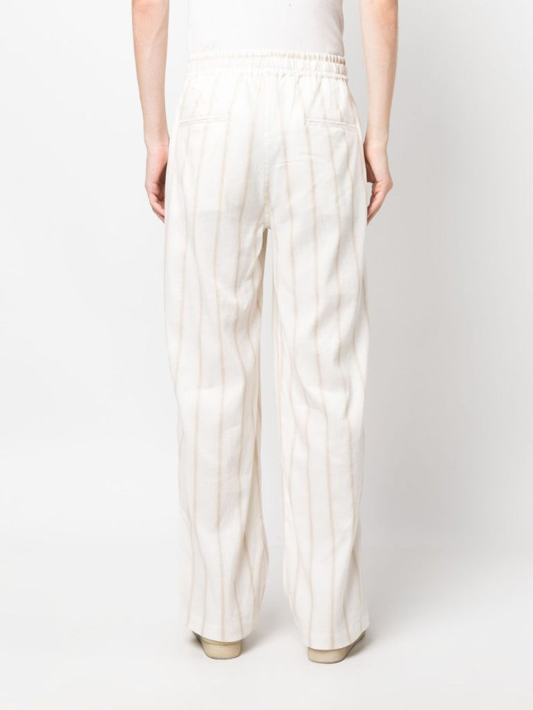 White Striped Drawstring Trousers