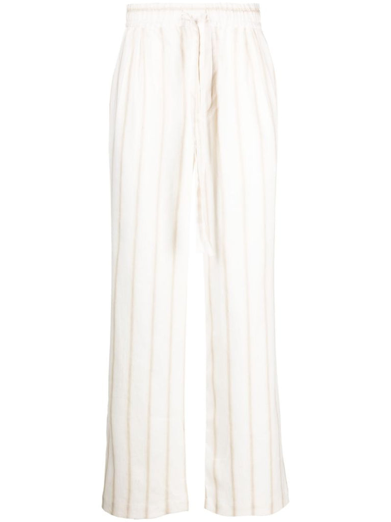 White Striped Drawstring Trousers