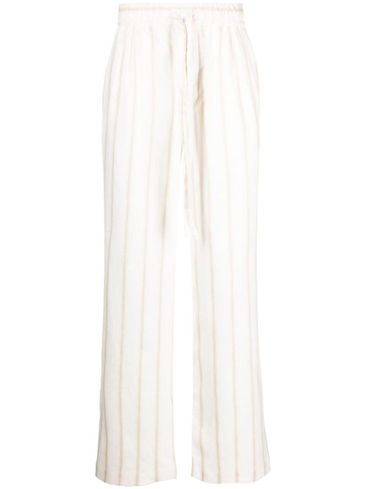 White Striped Drawstring Trousers