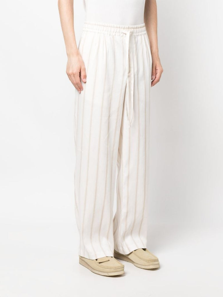 White Striped Drawstring Trousers