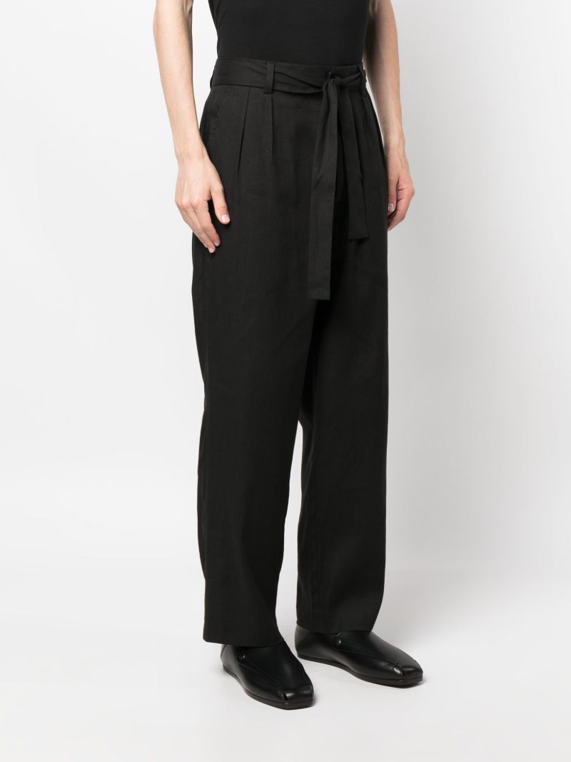 Black Tied Waist Pleated Trousers