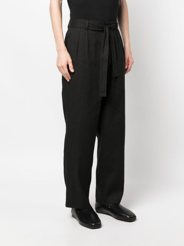 Black Tied Waist Pleated Trousers