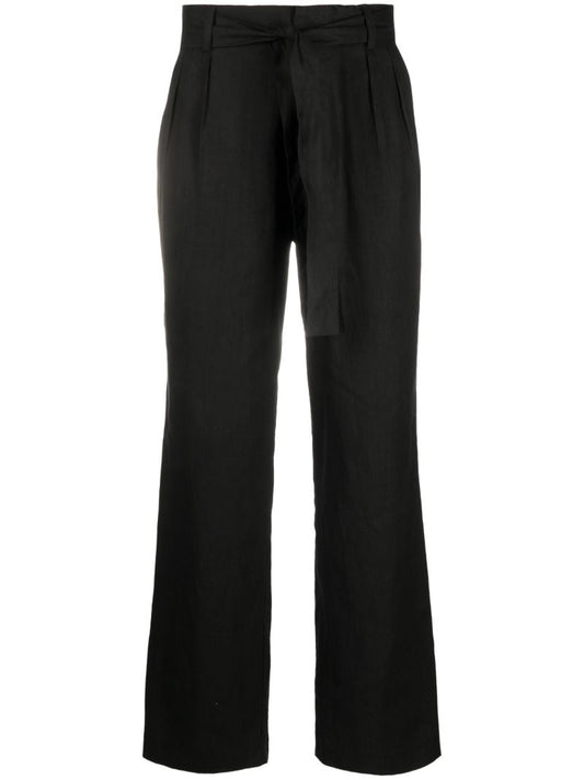 Black Tied Waist Pleated Trousers