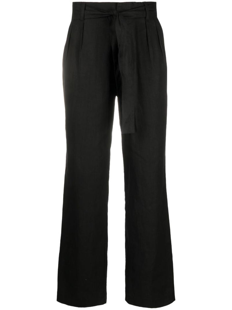 Black Tied Waist Pleated Trousers