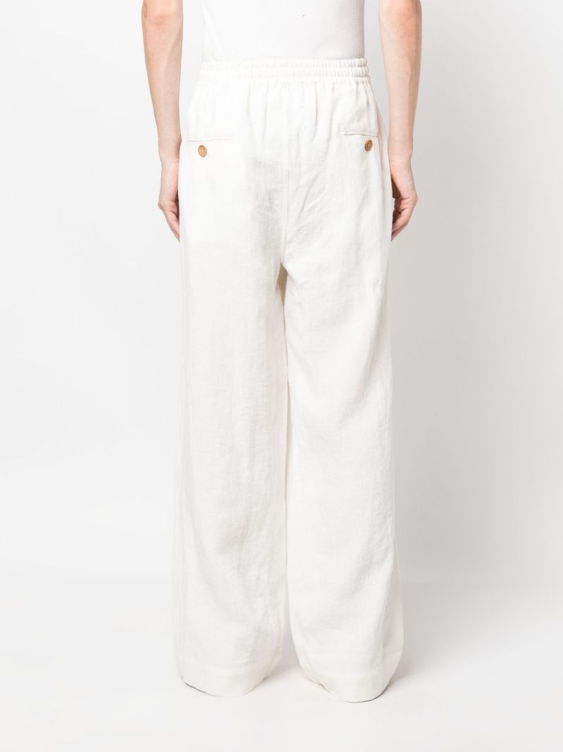 White Wide Leg Linen Trousers