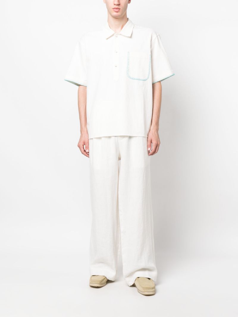 White Wide Leg Linen Trousers