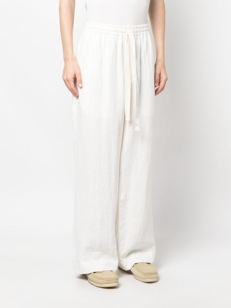 White Wide Leg Linen Trousers