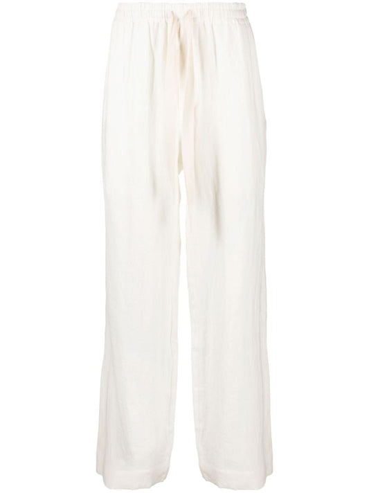 White Wide Leg Linen Trousers