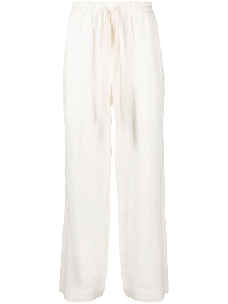 White Wide Leg Linen Trousers