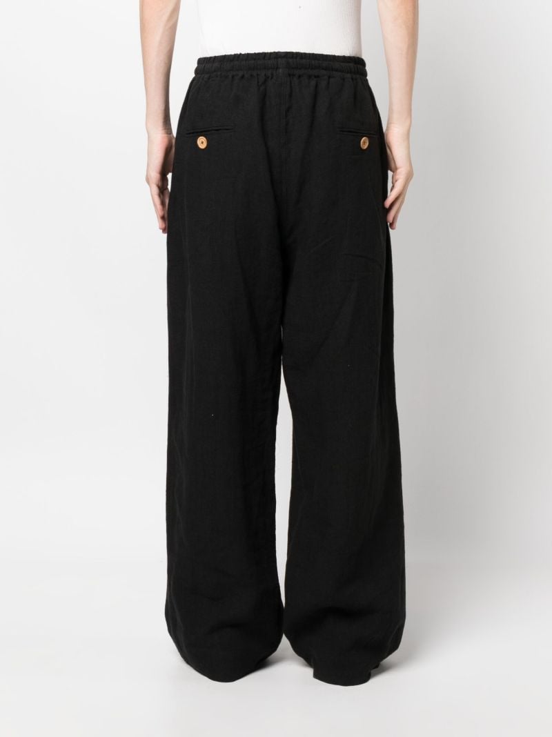 Black Wide Leg Linen Trousers