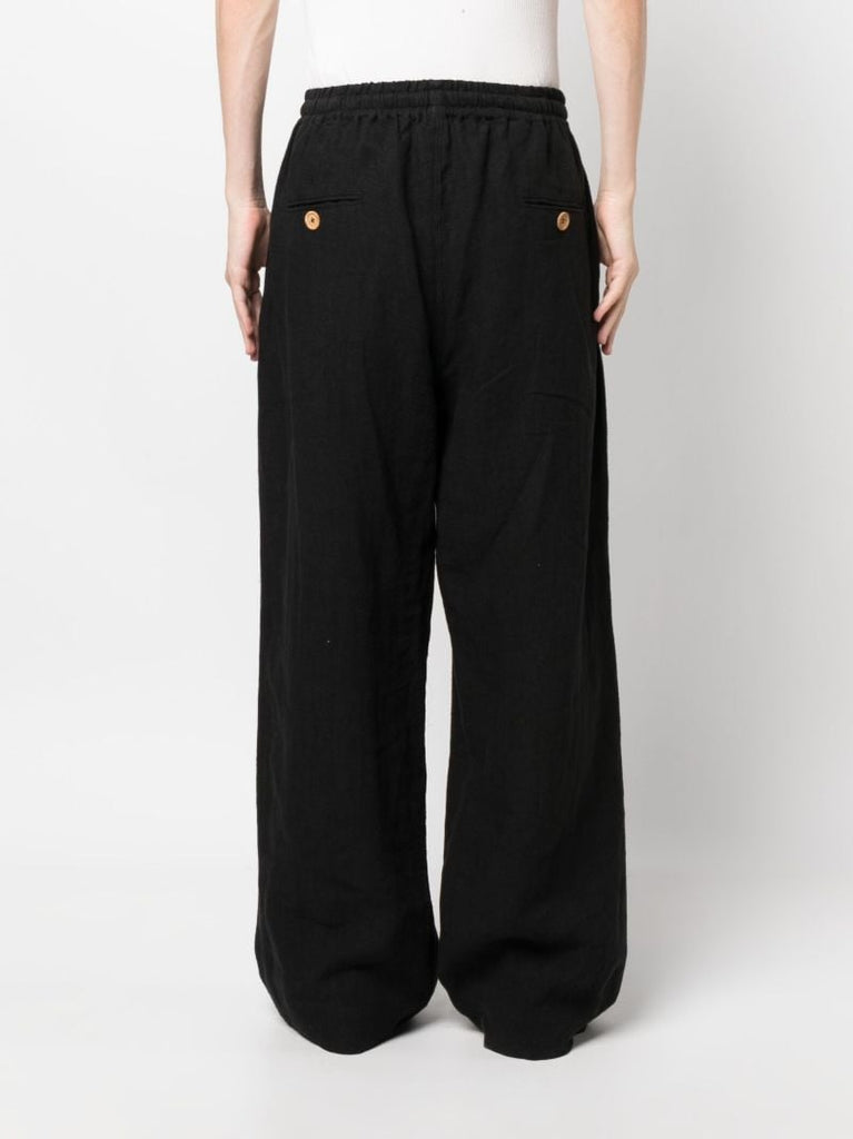 Black Wide Leg Linen Trousers