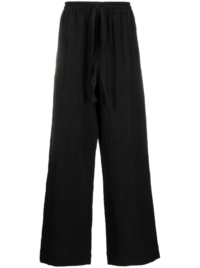Black Wide Leg Linen Trousers