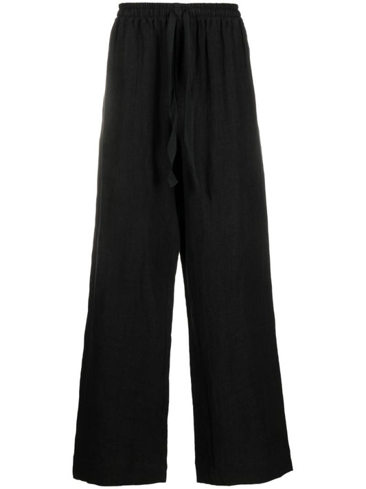 Black Wide Leg Linen Trousers