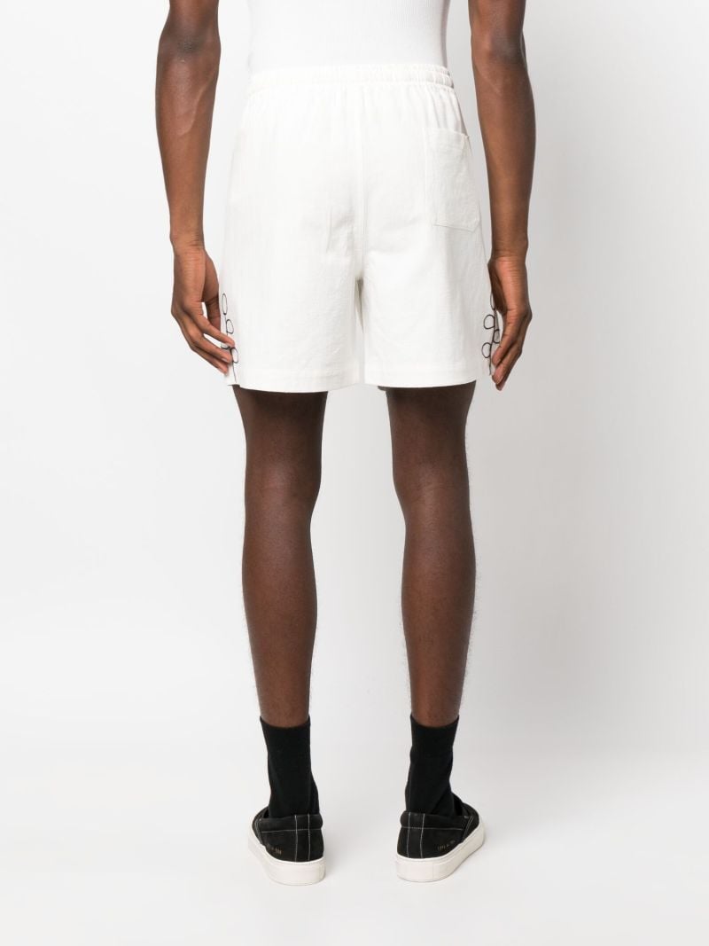 White Embroidered Drawstring Shorts