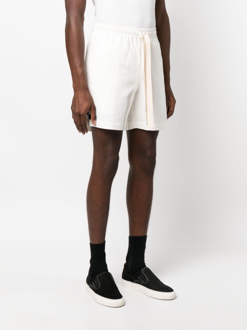 White Embroidered Drawstring Shorts