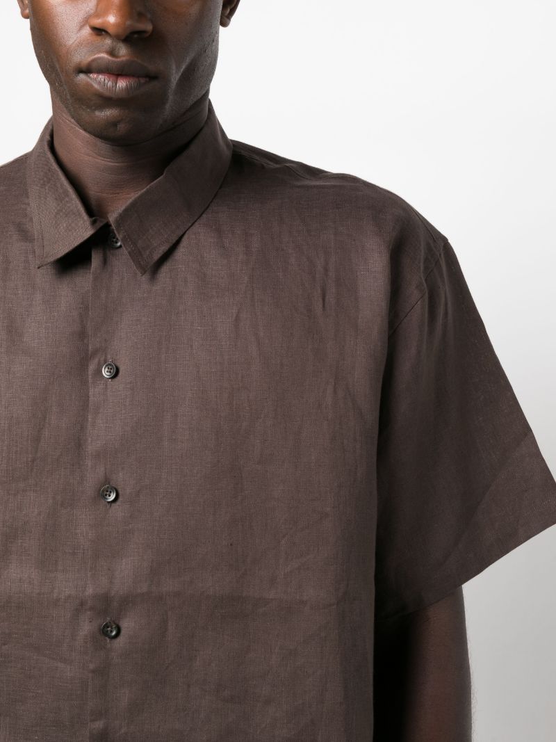 Brown Short-sleeve Linen Shirt