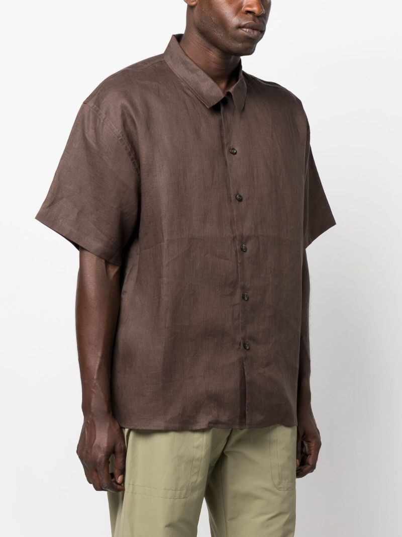 Brown Short-sleeve Linen Shirt