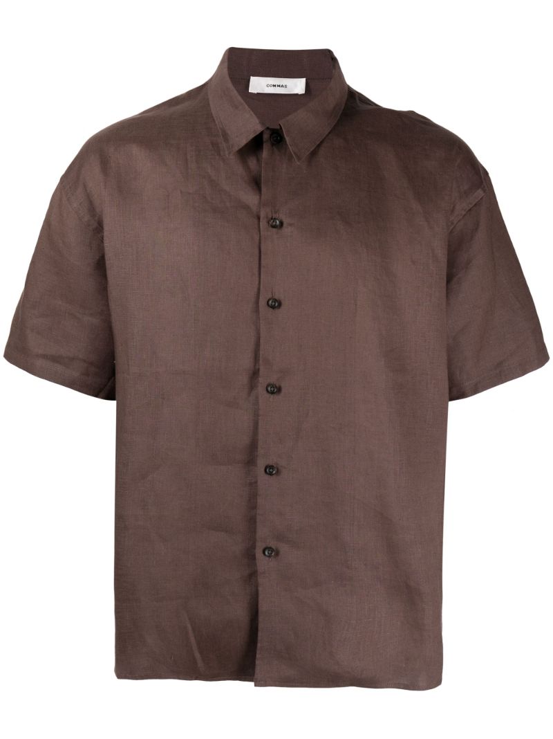 Brown Short-sleeve Linen Shirt