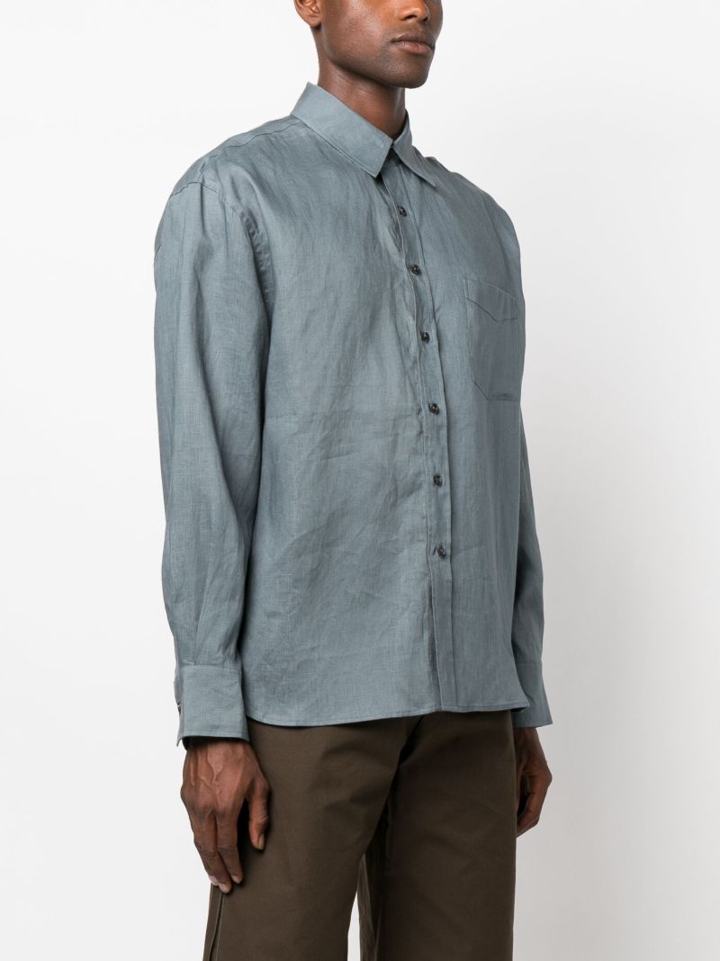 Grey Long-sleeve Linen Shirt