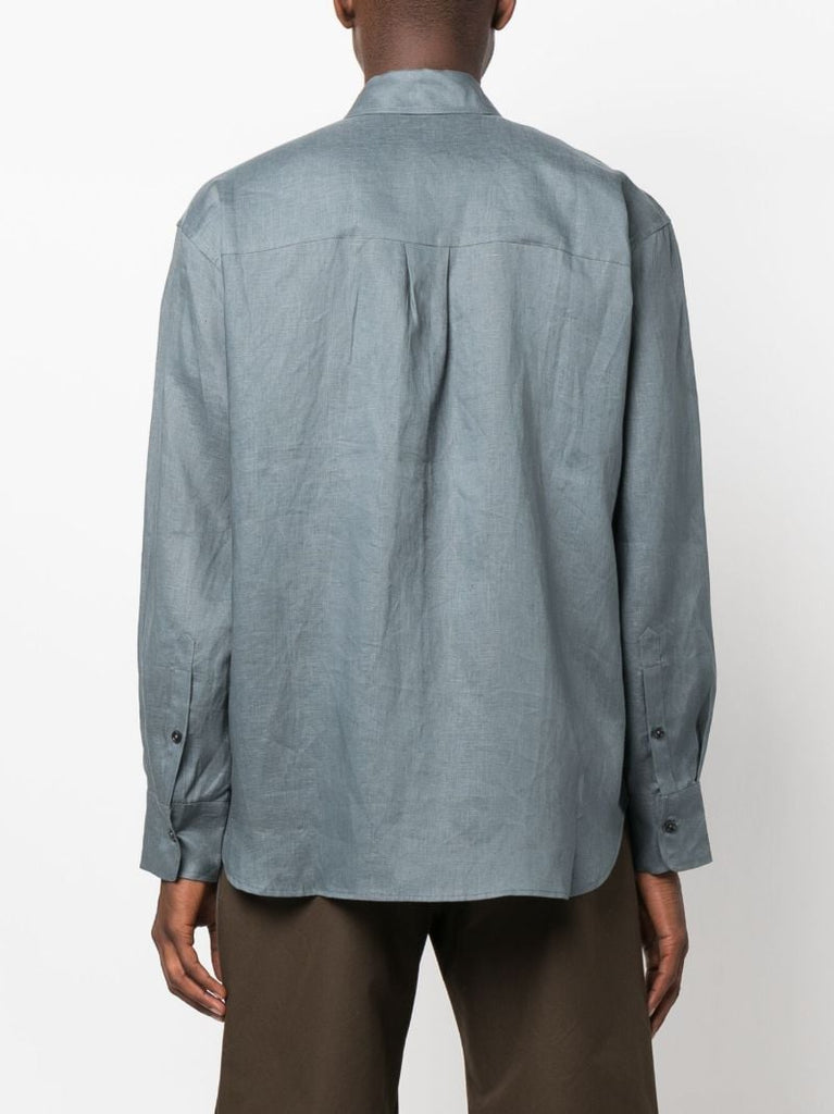 Grey Long-sleeve Linen Shirt