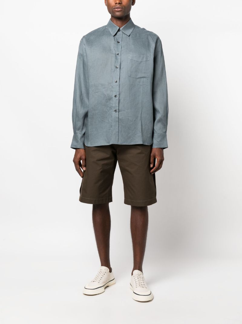 Grey Long-sleeve Linen Shirt