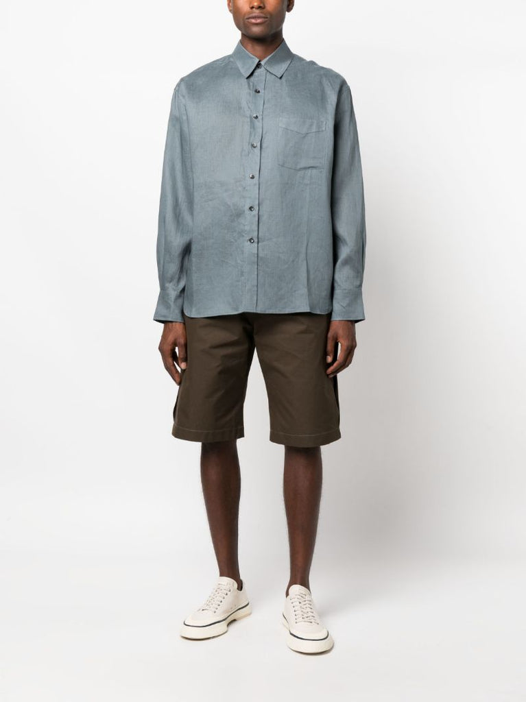 Grey Long-sleeve Linen Shirt
