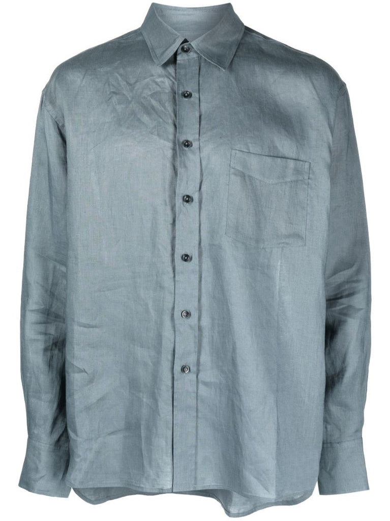 Grey Long-sleeve Linen Shirt