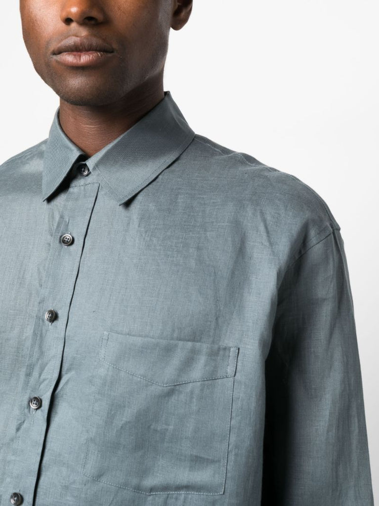 Grey Long-sleeve Linen Shirt