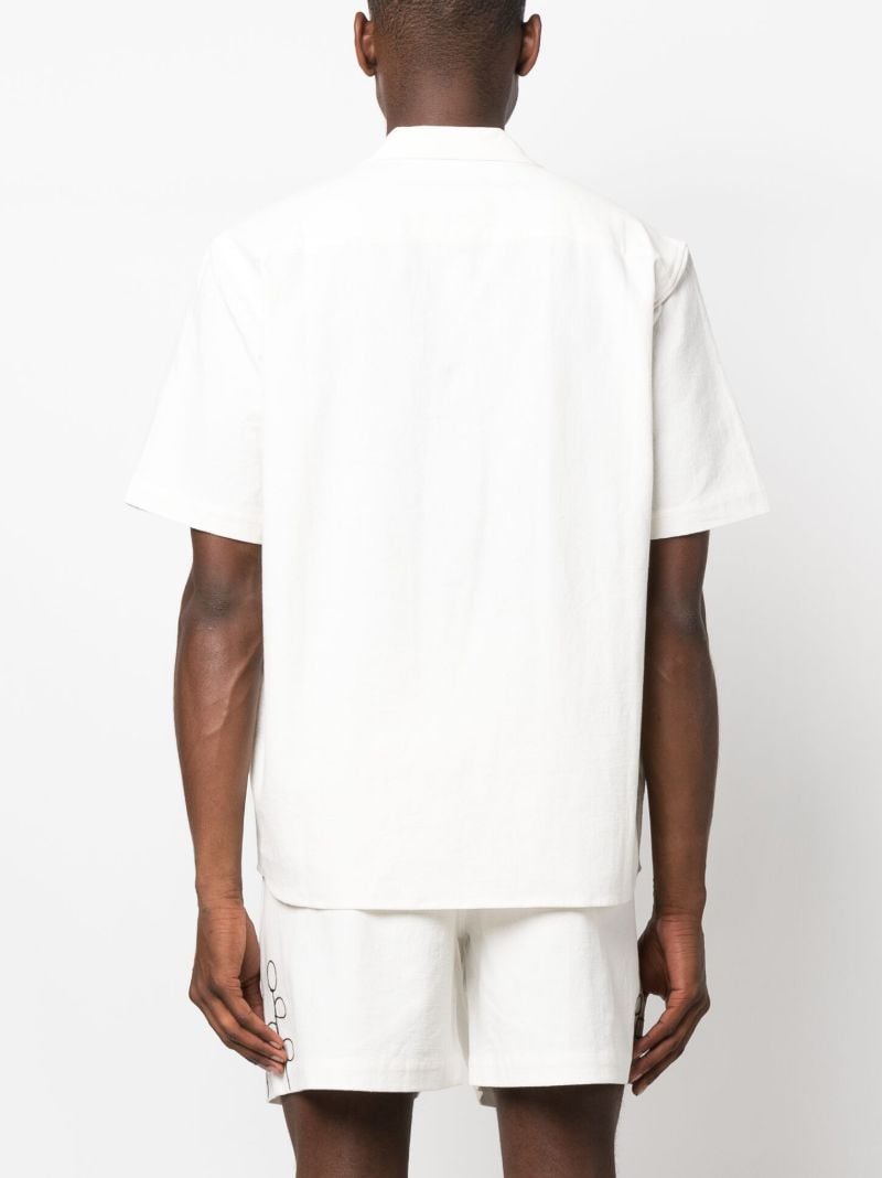 White Embroidered Camp Collar Shirt